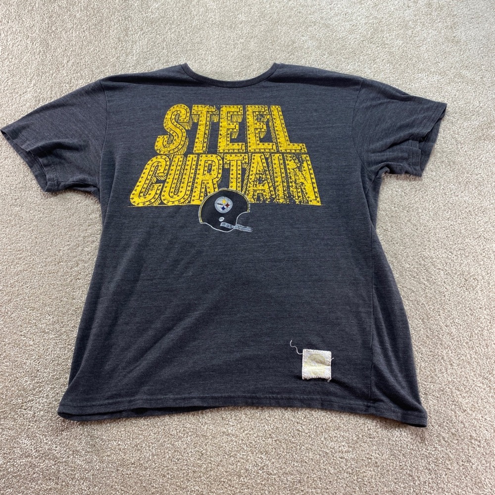 Retro Sport Steel Curtain Shirt Mens XL Gray Pittsburgh Steelers NFL Football